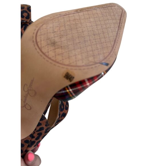 JESSICA SIMPSON Plaid Animal Print Mixed Heels Size 9 - Picture 9 of 10